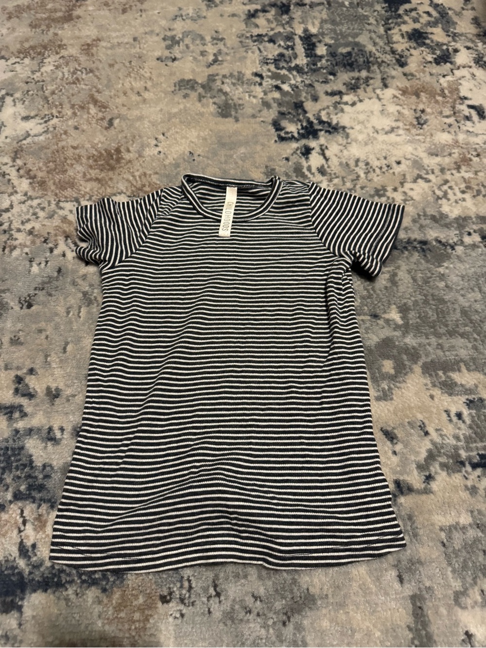 Kids charcoal & White Striped Short Sleeve Shirt